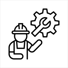 Technician icon with simple silhouette design, Repairman icon, vector illustration on white background