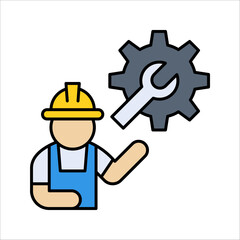 Technician icon with simple silhouette design, Repairman icon, vector illustration on white background