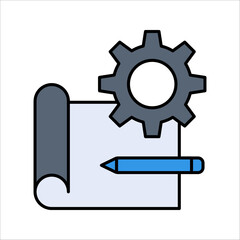 Engineering blueprint icon. Engineering blueprint icon concept in modern style for your web site mobile logo app UI, vector illustration on white background