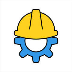Helmet Construction with Gear Vector icon Design, vector illustration on white background