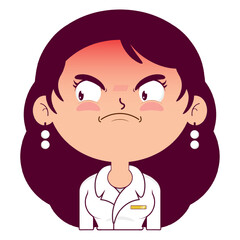 business or receptionist woman angry face cartoon cute