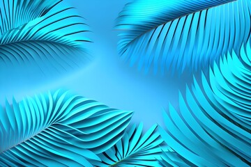 Fototapeta na wymiar Collection of tropical leaves,foliage plant in only blue color with space abstract background