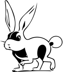 Fototapeta na wymiar A cute black and white rabbit vector illustration | Silhouette of a adorable bunny black svg 