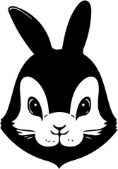 Black and white rabbit cartoon vector illustration style | Digital Silhouette of a cute bunny 