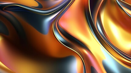 Metallic one of a kind wavy liquid establishment coordinate organize tech development. Creative resource, AI Generated