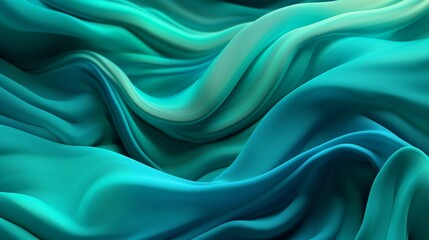 Obraz premium Turquoise and Water Cloth with Wrinkles and Folds. Multicolored Wavy Surface Establishment. Creative resource, AI Generated
