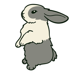 illustration Set Cute Grey Rabbits Various Poses Stock Vector_Pose 