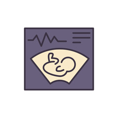 Ultrasound related vector line icon. Isolated on white background. Kid. Vector illustration. Editable stroke