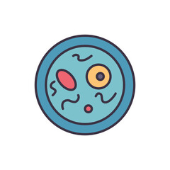 Bacteriology related vector line icon. Gut microbiota color icon. Microorganisms. Gut flora. Intestinal microflora. Bacteria, archaea and fungi. Vector illustration. Editable stroke