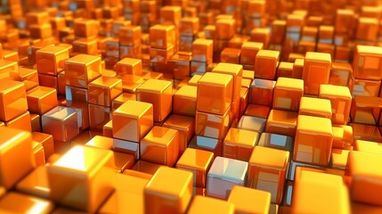 Obraz premium Orange and Yellow, Bursting 3d shapes Totally Organized to form a Cutting edge Tech See. Creative resource, AI Generated