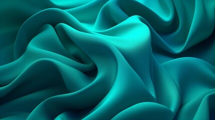 Turquoise and Water Cloth with Wrinkles and Folds. Multicolored Wavy Surface Establishment. Creative resource, AI Generated