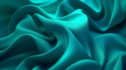 Obraz premium Turquoise and Water Cloth with Wrinkles and Folds. Multicolored Wavy Surface Establishment. Creative resource, AI Generated