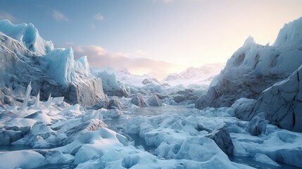 Obraz premium Unforgiving chilly surface of ice sheet. Creative resource, AI Generated