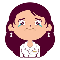 business or receptionist woman crying and scared face cartoon cute