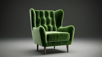 pulled back green velvet cutting edge chair. Creative resource, AI Generated