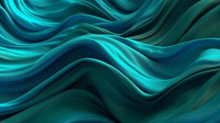 Turquoise and Water Cloth with Wrinkles and Folds. Multicolored Wavy Surface Establishment....