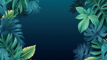 Fototapeta na wymiar Collection of tropical leaves,foliage plant in blue color with space establishment. Creative resource, AI Generated