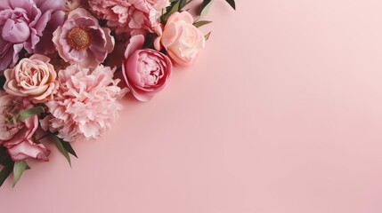 Peonies, roses on pink foundation with duplicate space. Curiously characteristic make chart...