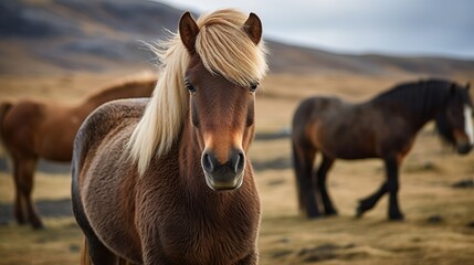The Icelandic horse may be a breed of horse made in Iceland. Creative resource, AI Generated - obrazy, fototapety, plakaty