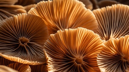 Closeup of portabella mushroom gills. Creative resource, AI Generated