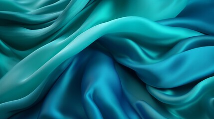 Turquoise and Water Cloth with Wrinkles and Folds. Multicolored Wavy Surface Foundation. Creative resource, AI Generated