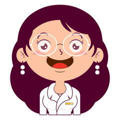 business or receptionist woman happy face cartoon cute