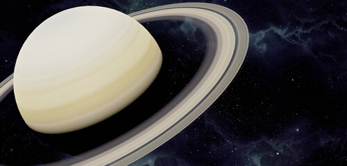 Saturn and its rings universe background planetary rings 3D illustration © nana