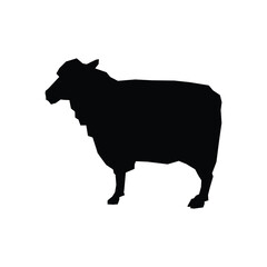 Isolated black silhouette of a sheep on a white background. - Farm Animals. Vector Icon illustration