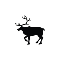 Isolated black silhouette of a deer on a white background. - Farm Animals. Vector Icon illustration
