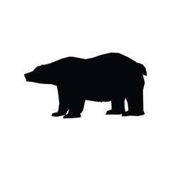 Isolated black silhouette of a honey Bear on a white background. - Farm Animals. Vector Icon illustration