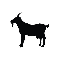 Isolated black silhouette of a Goat on a white background. - Farm Animals. Vector Icon illustration