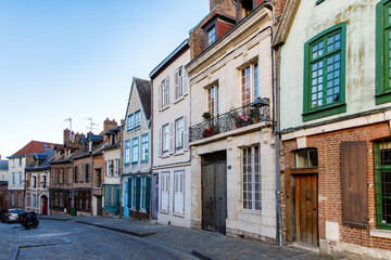 Streets of Amiens, French city in hauts-de-france region, France on summer day. France