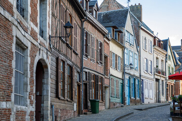 Fototapeta na wymiar Streets of Amiens, French city in hauts-de-france region, France on summer day. France