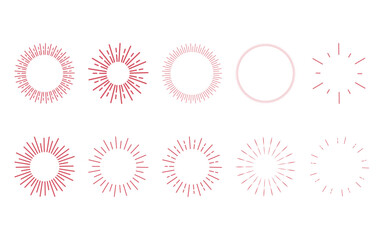 Sunburst  vector set. Star, firework explosion, logo