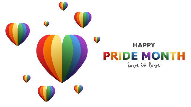 Happy Pride Month at June, Symbols with pride flag or rainbow colors ,isolated on white background, Vector illustration EPS 10