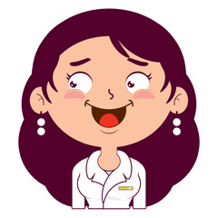 business or receptionist woman surprised face cartoon cute