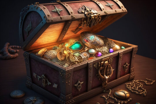 財宝が入った宝箱のイメージ：AI生成画像