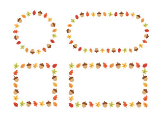 Autumn frames set. Modern flat vector illustration. Halloween, Thanksgiving fall border template.