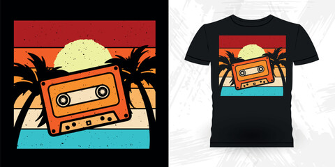 Summer Lover Funny Old School Hip Hop Retro Vintage Cassette Music Mixtape T-shirt Design