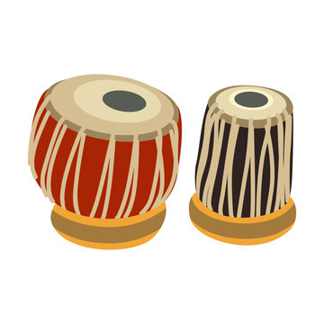Tabla India Hindustani Oriental Music Instrument Icon Vector Illustration 