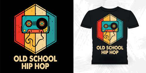 Funny Old School Hip Hop Retro Vintage Cassette Music Mixtape T-shirt Design