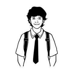 Schoolboy portrait vector illustration isolated on transparent background