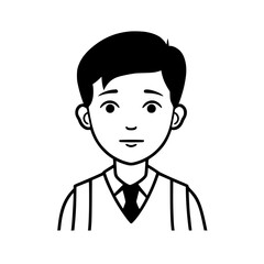 Schoolboy portrait vector illustration isolated on transparent background