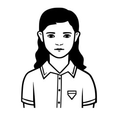 Schoolgirl portrait vector illustration isolated on transparent background