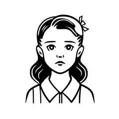 Schoolgirl portrait vector illustration isolated on transparent background