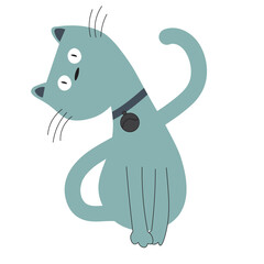 Cute cat character, Doodle cartoon style.