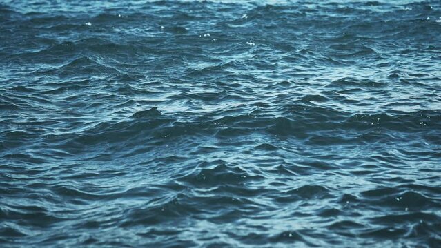 B roll - Slow motion movement of blue water surface ripples and waves, Water background