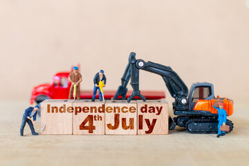 Miniature people, Group of people celebrating the Fourth of July , Independence Day, United States