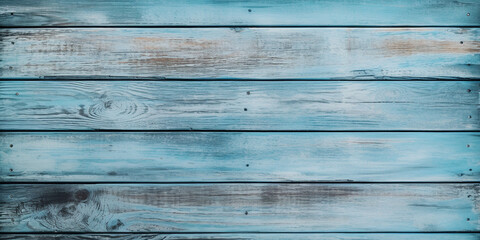 Obraz na płótnie Canvas Wooden background with blue colored planks . Generative AI illustration