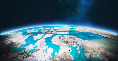 Planet Earth - . 3D Rendering. Elements of this image furnished by NASA